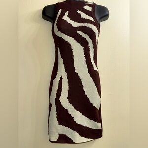 SHEIN Maroon & Ivory Zebra-Print Midi Dress